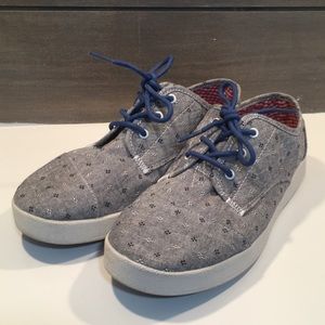 Toms Paseo Sneaker Chambray Navy & White Sz 7.5 W